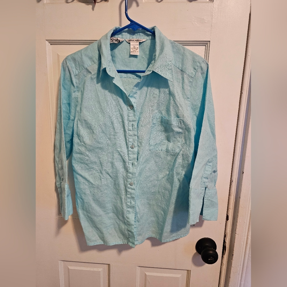 Light Blue Button-Up Shirt Richard Malcolm Irish Linen